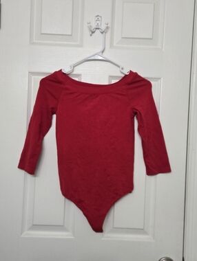 Wolford Red Boat Neck Thong Bodysuit 3/4 Sleeves Size XS Revolve